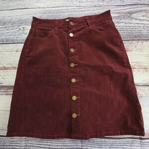 Market & Spruce Preppy Casual Button Down Corduroy A-Line Red Skirt Size 6